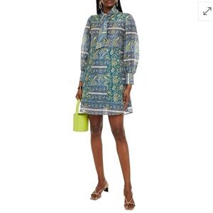 Antik Batik Kheti Tie-Neck Silk Voile Mini Dress